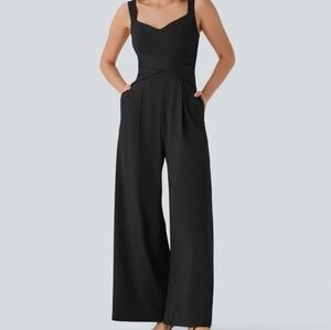 HALARA Black Wide-Leg Sweetheart Jumpsuit